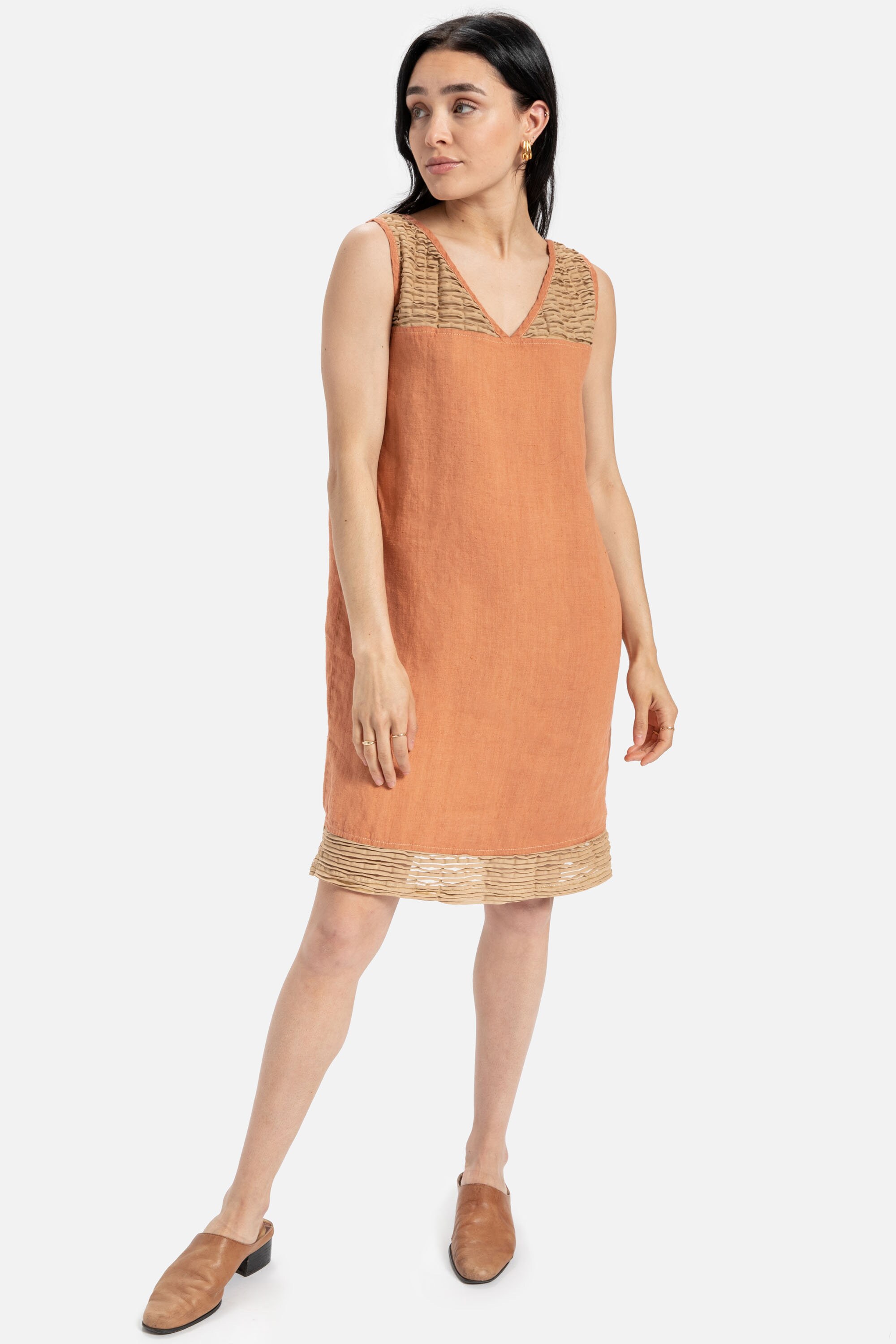 rust shift dress
