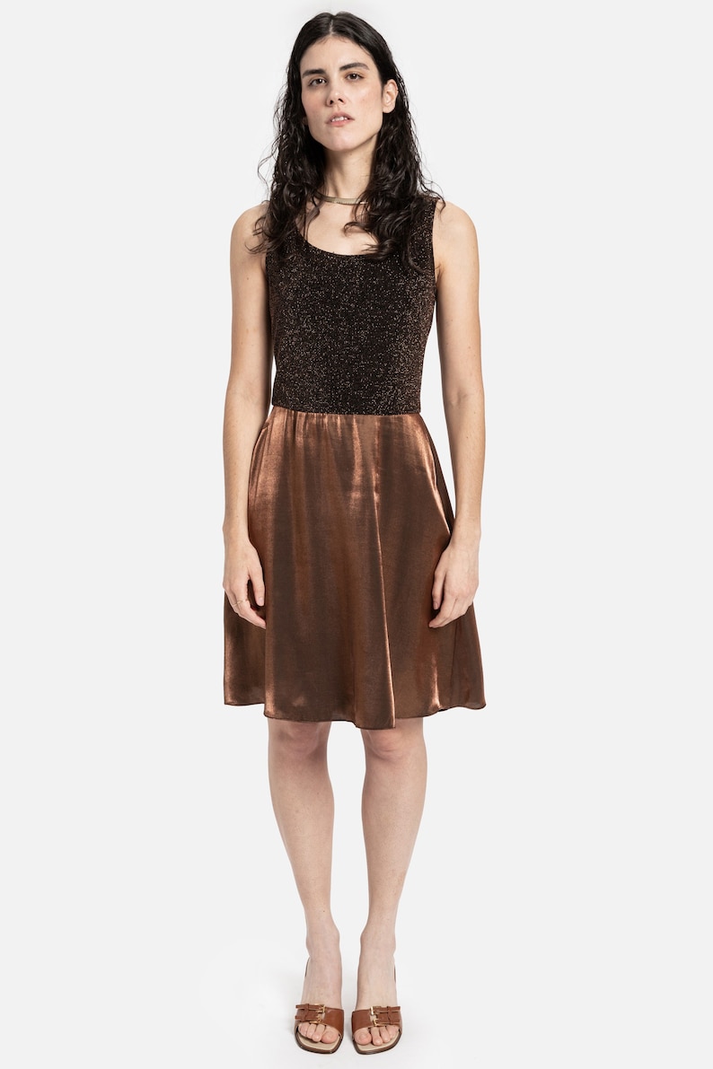 90s Copper Metallic Dress S image 1