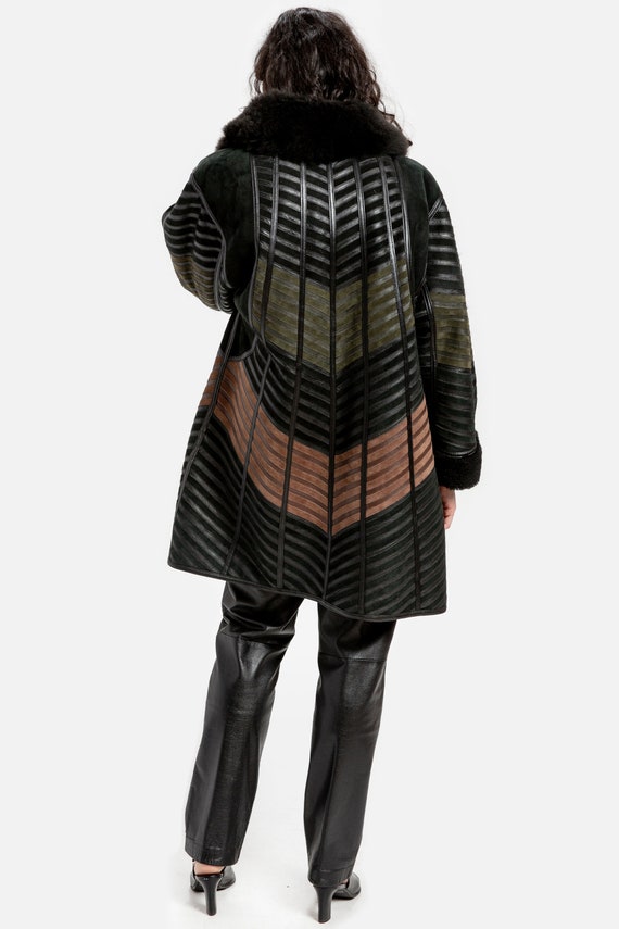 80s Suede Patchwork Sherpa Coat L