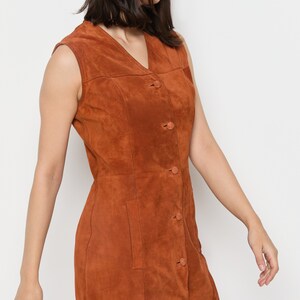 70s Rust Suede Jumper Dress M image 8