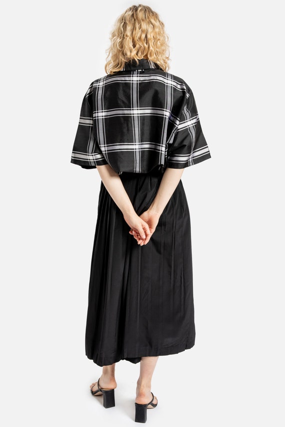 80s Black Pleated Full Skirt M - image 6