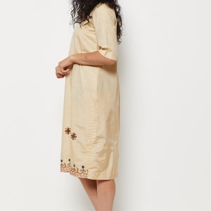 70s Parchment Embroidered Mirror Dress M image 4