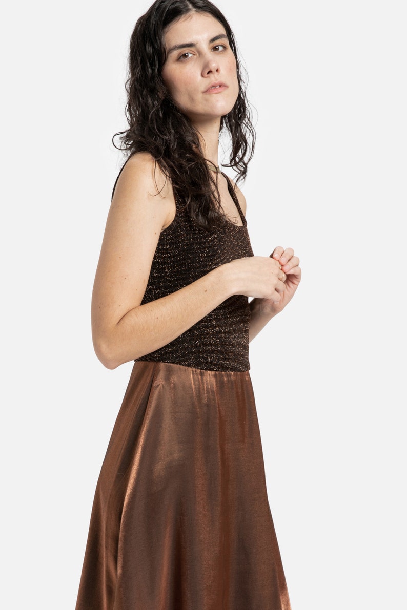 90s Copper Metallic Dress S image 9