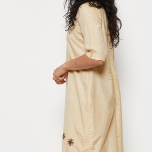 70s Parchment Embroidered Mirror Dress M image 5