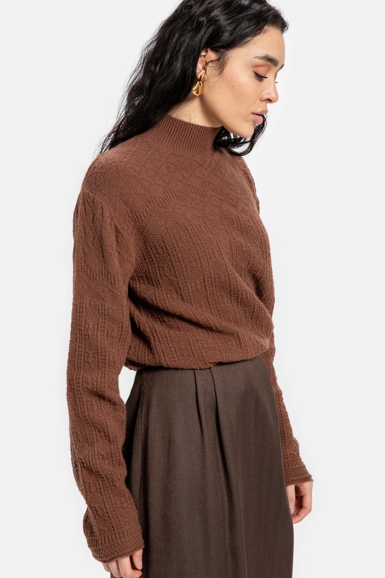 90s Brown Herringbone Pencil Skirt S image 9