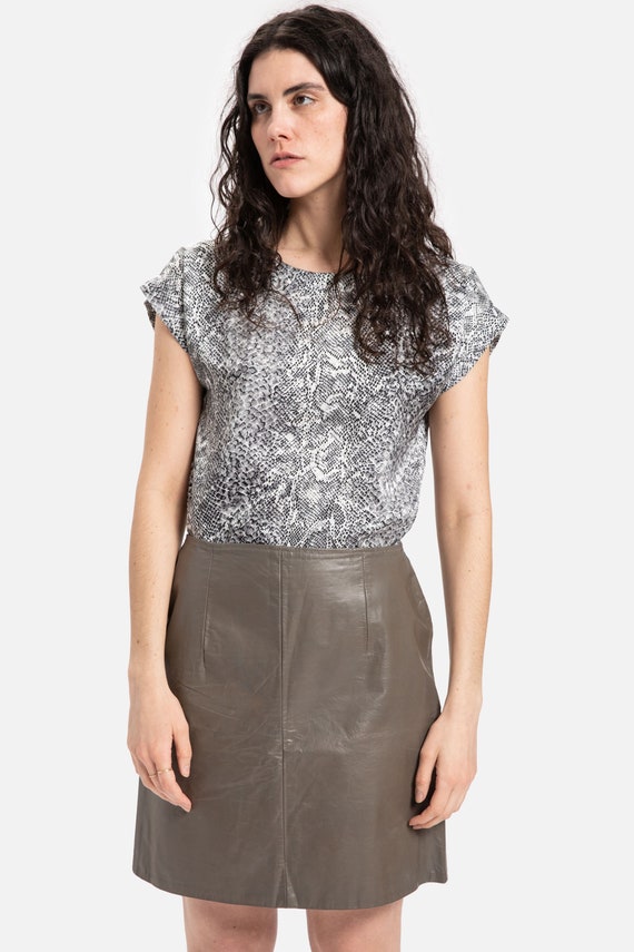 80s Grey Snake Print Top S - image 1