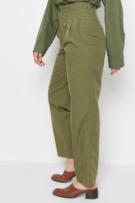 80s Army Green Pleated Trousers M - image 5