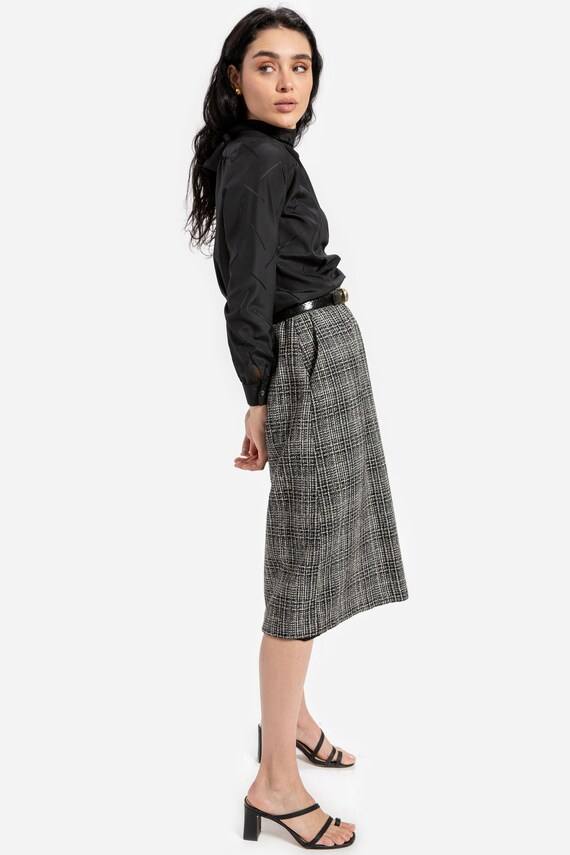 80s B&W Plaid Skirt S - image 9