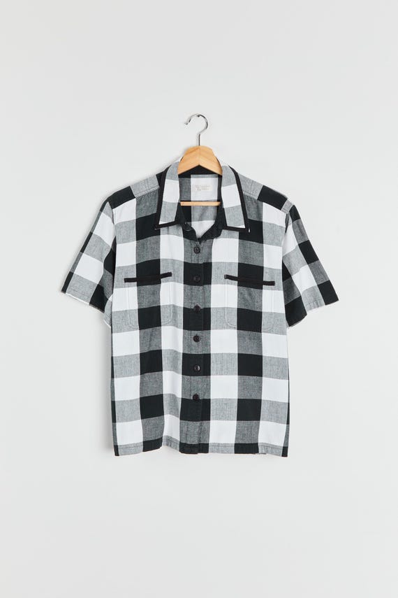 00s B&W Check Button Down Top XL - image 1