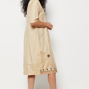 70s Parchment Embroidered Mirror Dress M image 6