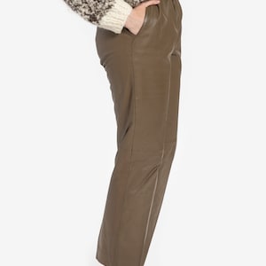80s Taupe Leather Trousers XS image 8