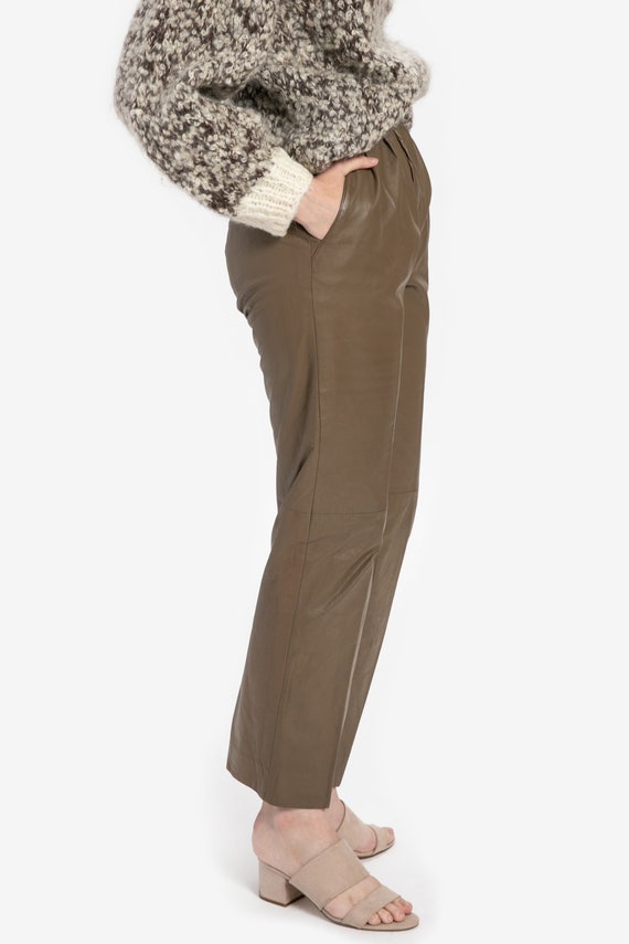 80s Taupe Leather Trousers XS - image 8