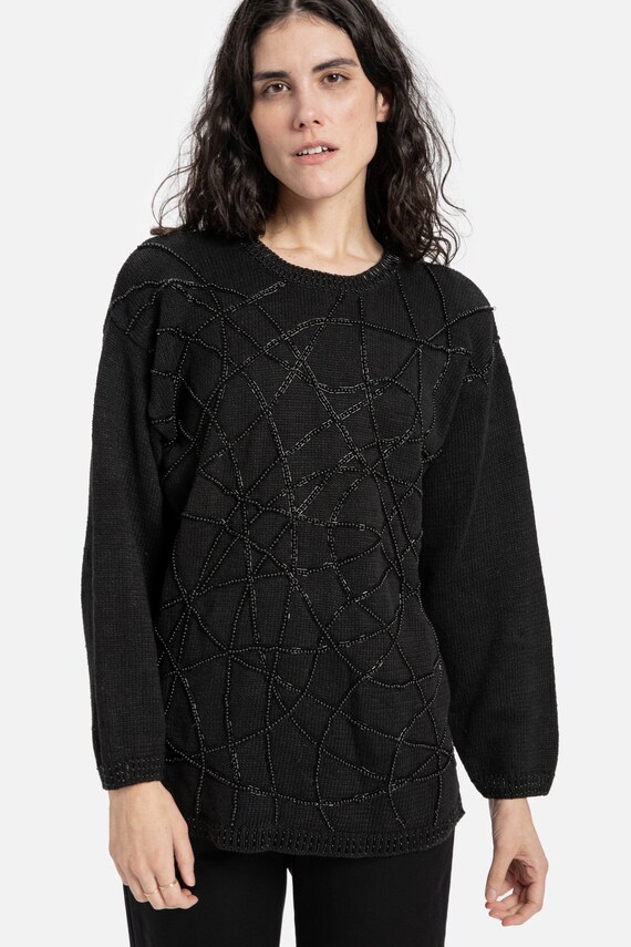 Black beaded sweater hot sale