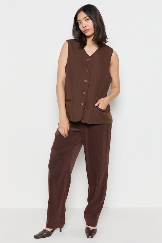 90s Chocolate Minimal Vest XL - image 1