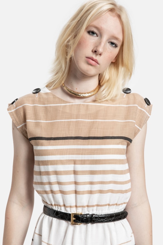 70s Striped Woven Dress S - image 8