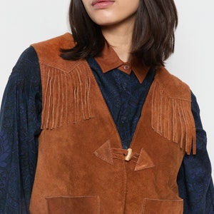 70s Whiskey Suede Fringe Vest M image 2