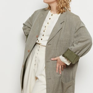 80s Khaki Linen Menswear Blazer XL image 10