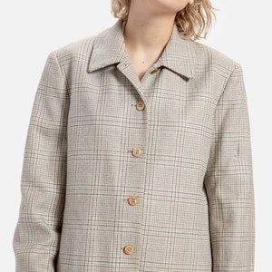 90s Grey Plaid Wool Coat L image 10