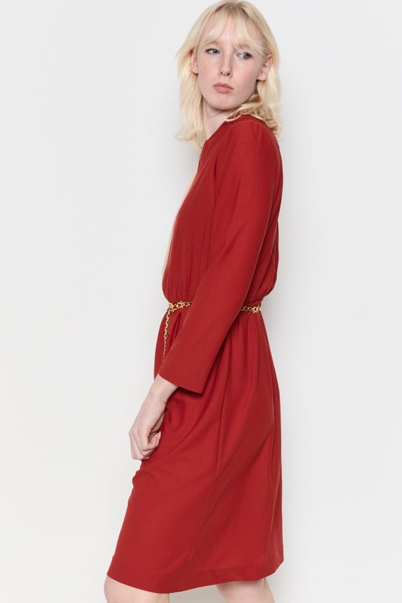 70s Scarlet Drape Asymmetrical Dress S/M - image 3