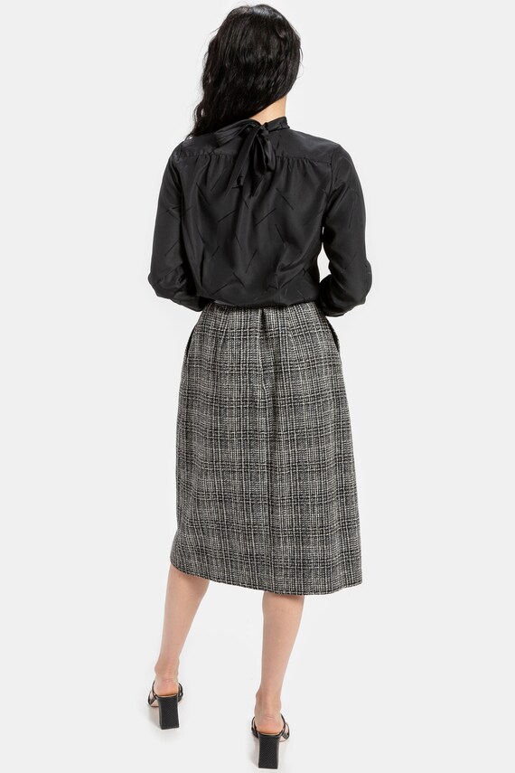 80s B&W Plaid Skirt S - image 7