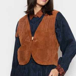 70s Whiskey Suede Fringe Vest M image 7