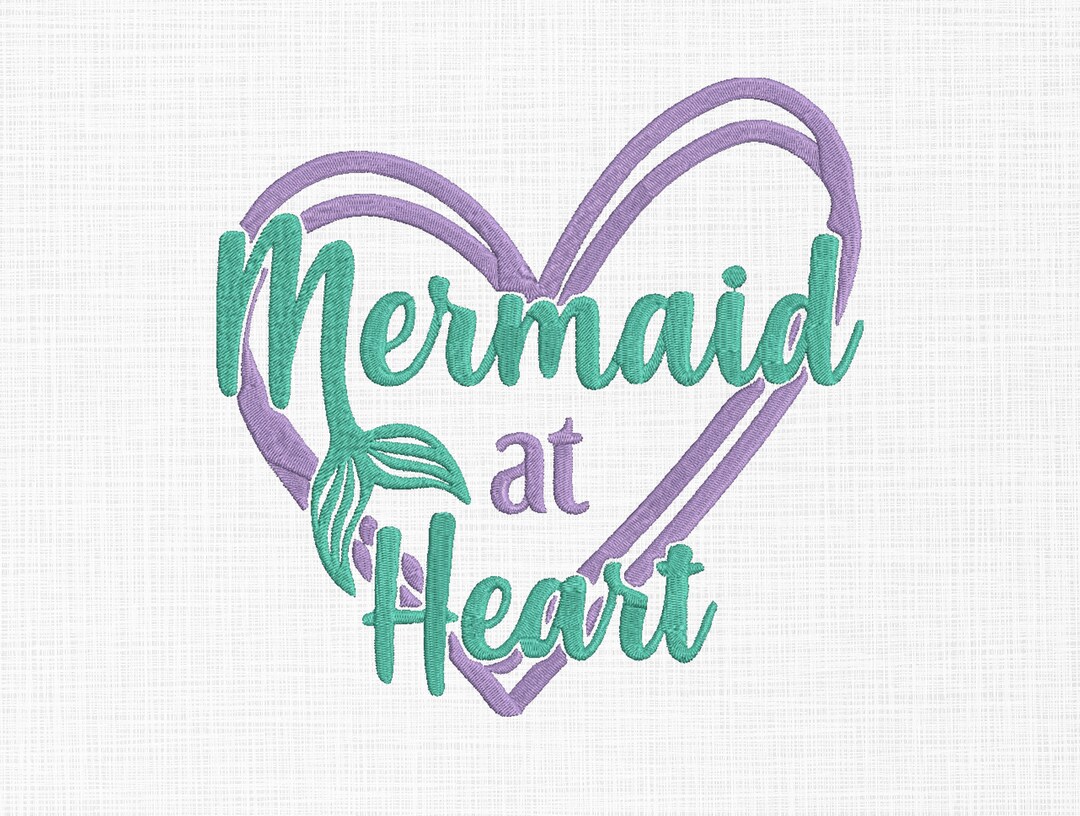 Mermaid at Heart Embroidery Design Mermaid Tail Embroidery Etsy