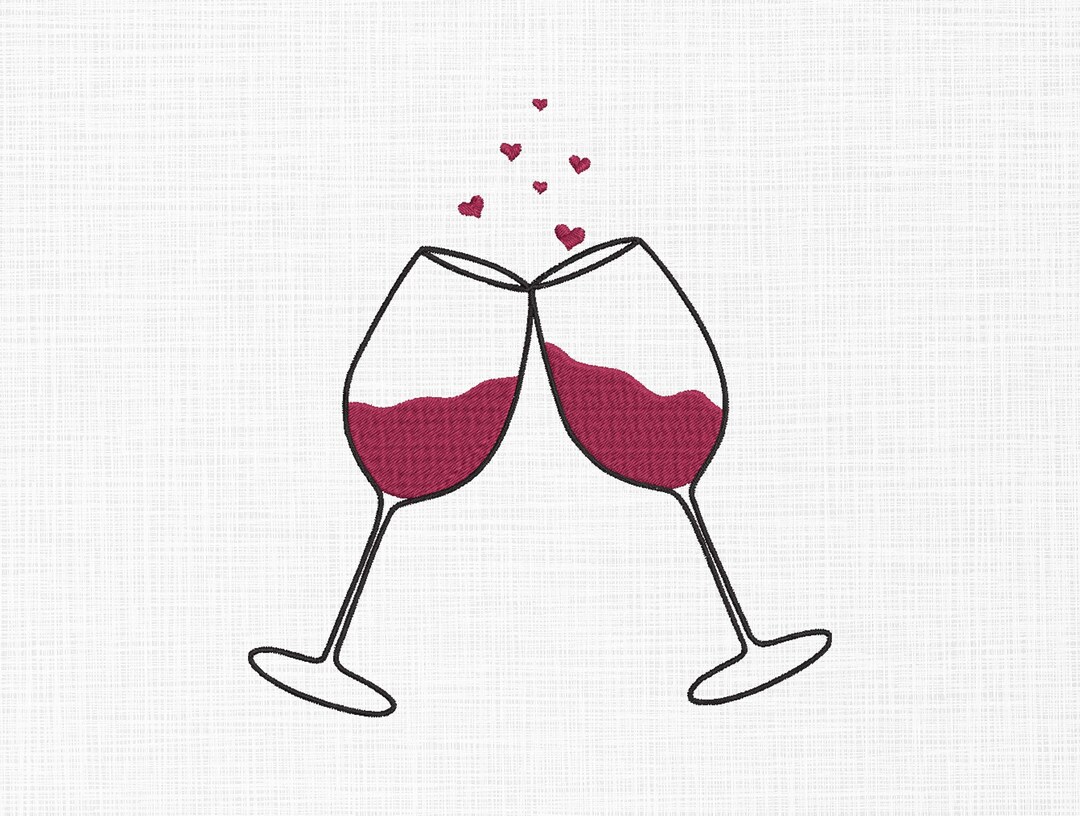 Wine Glass Embroidery Design Wine Lovers Embroidery Design Etsy