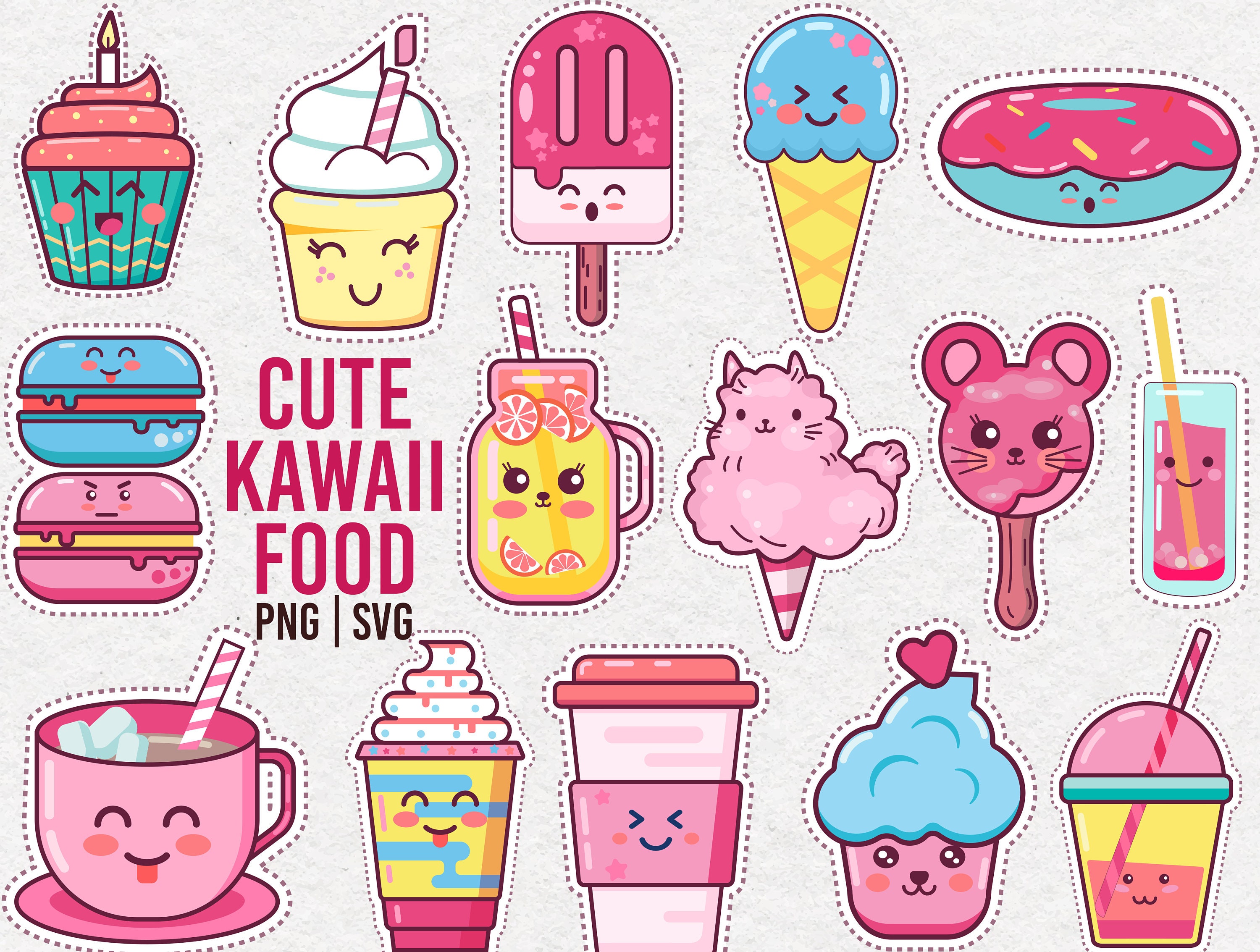 Kawaii Food SVG Bundle Cute Kawaii Food Kawaii Perfect Etsy Hong Kong