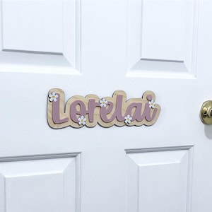 Personalized Door Name Sign - Custom Floral Nursery Sign - Flower Door Sign - Flower Word Sign - Kids Door Plate - Baby Door Plaque