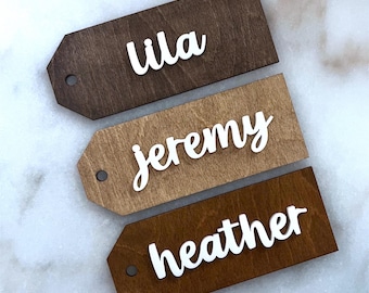 Stocking Tags - 3D Wooden Name Tags - Personalized Tags - Christmas Labels - Wooden Present Tags - Easter Basket Labels - Stocking Labels