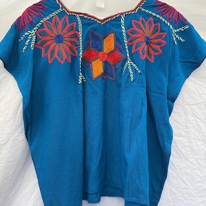 Cotton Machine Embroidered Guatemalan Blouse