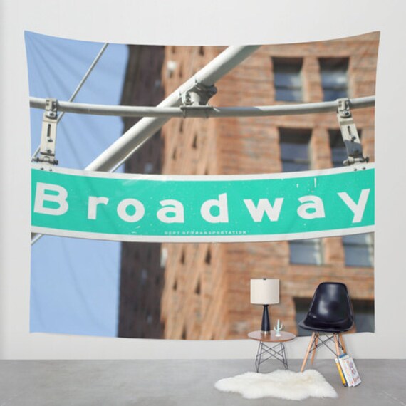 New York City Tapestry Broadway Street Sign Wall Hanging Image 0