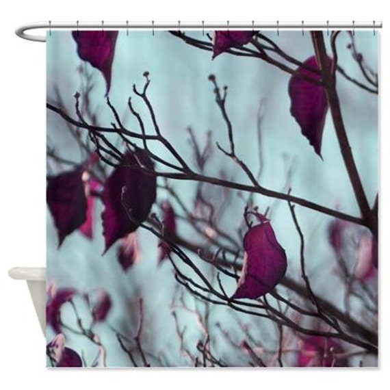 Art Shower Curtain Tree Branch Shower Curtain Leaves Nature Etsy