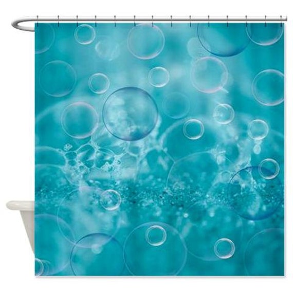 Art Shower Curtain Teal Bathroom Decor Bubble Abstract Shower Etsy