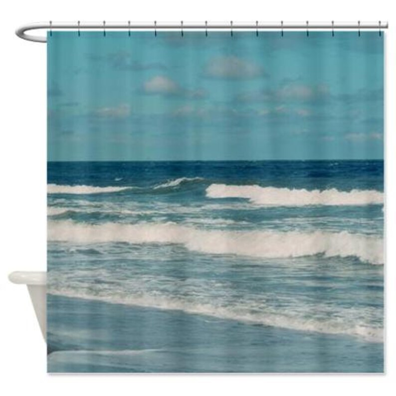 Ocean Shower Curtain Nautical Waves Image 0