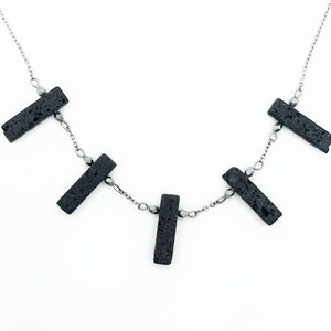 Black Lava Stick Necklace, Adjustable, Alt Fashion