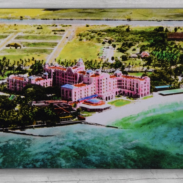 Royal Hawaiian Hotel "Pink Palace" Photo Print from Nostalgic Vintage Magic Lantern Slide