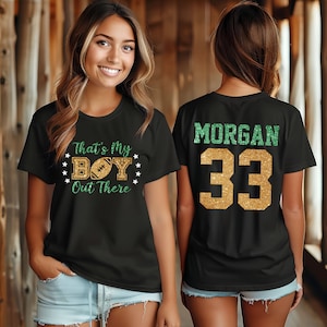 That&#39;s My Boy Out There Football Tee, Personalized Glitter Football Mom Shirt, Custom Football Mom, Football Mom Gift, Plus Size Football