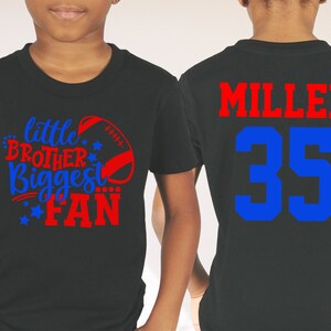 Little Brother Biggest Fan Football Shirt, Personalized Football Shirts, Football Brother Shirts, Family Football Shirt, Football Game Day