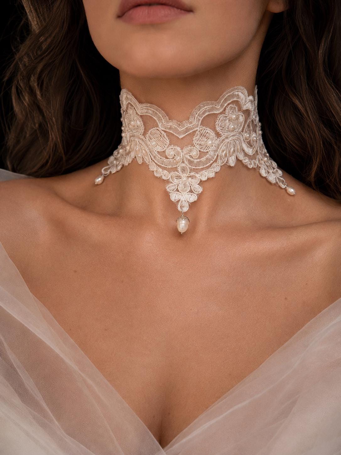 White Lace Bridal Choker - Etsy