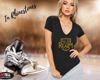 Vegas Golden Knights Shirt In Rhinestones - All In for The Realm
