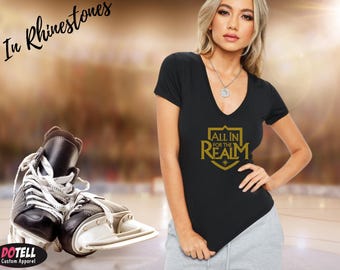 Vegas Golden Knights Shirt In Rhinestones,- All In For The Realm