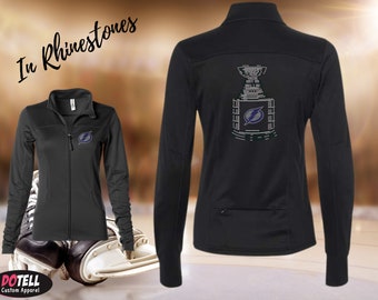Veste avec strass Lightning de Tampa Bay, Bling Bling Lightning de Tampa Bay, Lightning de Tampa Bay, tailles Small - 2XL