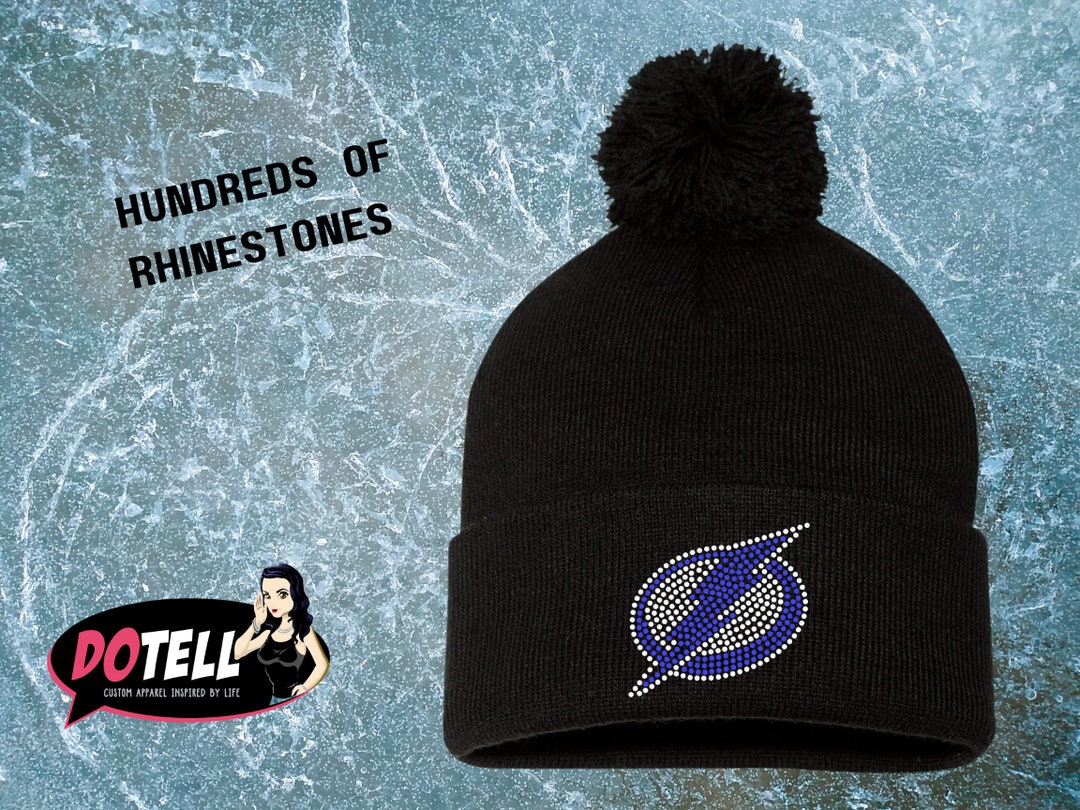 Tampa Bay Lightning Beanie in Rhinestones, Tampa Bay Lightning Beanie