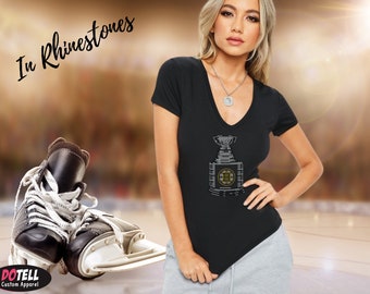 Chemise strass Bruins de Boston, chemise Bruins de Boston, chemise Bling Bruins, chemise femme Bruins taille, débardeur Bruins de Boston petit-2TG