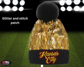 Kansas City Bling, KC Beanie, KC Bling , Pom Pom Beanie, Kansas City Football