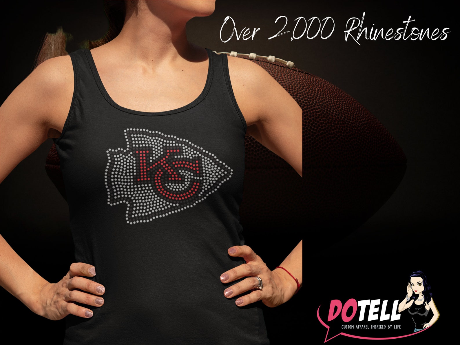 Kansas City Chiefs Women's Shirt in Rhinestones KC Bling Etsy