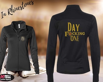 Day One Vegas Golden Knights Jacket In Rhinestones, Vegas Golden Knight  Women's Bling Jacket ,