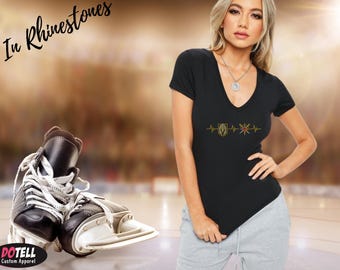 VGK Shirt, Nurse Shirt, Life Line Shirt , Vegas Golden Knights Rhinestone Shirt, Vegas Golden Knights Bling Shirt,  SIZES XS-3XL