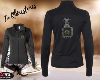 Veste avec strass des Bruins de Boston , Veste des Bruins de Boston , Bling Bling Bruins , Veste pour femme Bruins , Grandes tailles disponibles